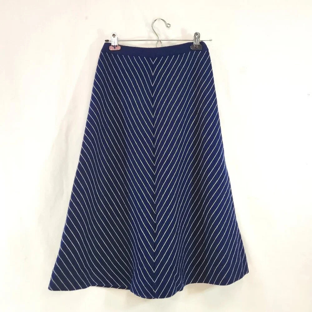 Vintage  Blue White Pinstriped A-Line Skirt